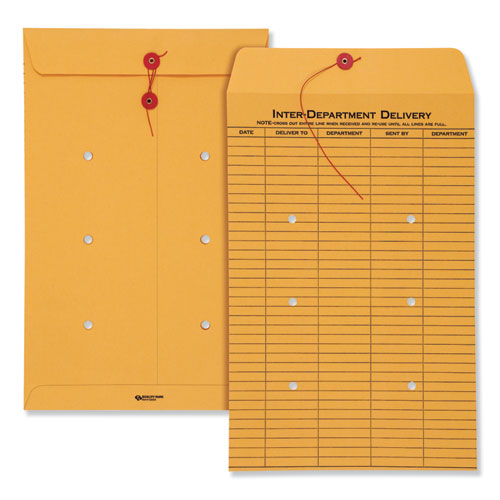 Brown Kraft String/Button Interoffice Envelope, #98, One-Sided Five-Column Format, 31-Entries, 10 x 15, Brown Kraft, 100/CT-(QUA63564)