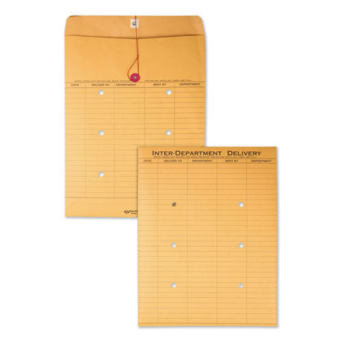 Brown Kraft String/Button Interoffice Envelope, #97, Two-Sided Five-Column Format, 52-Entries, 10 x 13, Brown Kraft, 100/CT-(QUA63561)