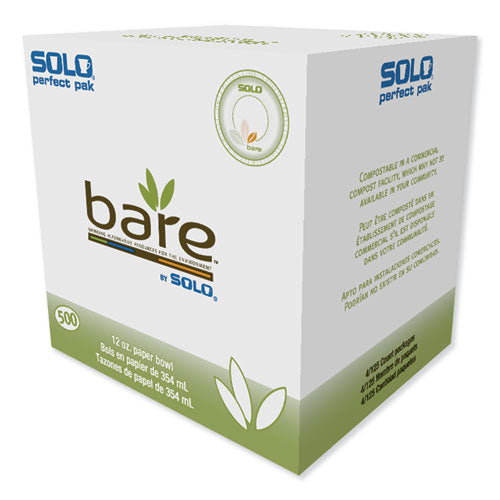 Bare Eco-Forward Paper Dinnerware Perfect Pak, Bowl, 12 oz, Green/Tan, 125/Pack, 4 Packs/Carton-(SCCOFHW12J7234)