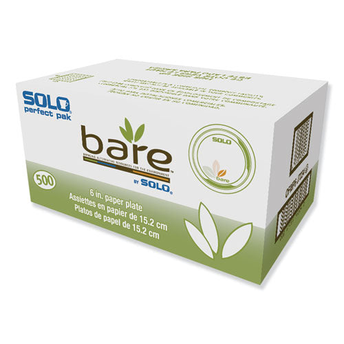 Bare Eco-Forward Paper Dinnerware Perfect Pak, Plate, 6" dia, Green/Tan, 125/Pack, 4 Packs/Carton-(SCCOFMP6J7234)