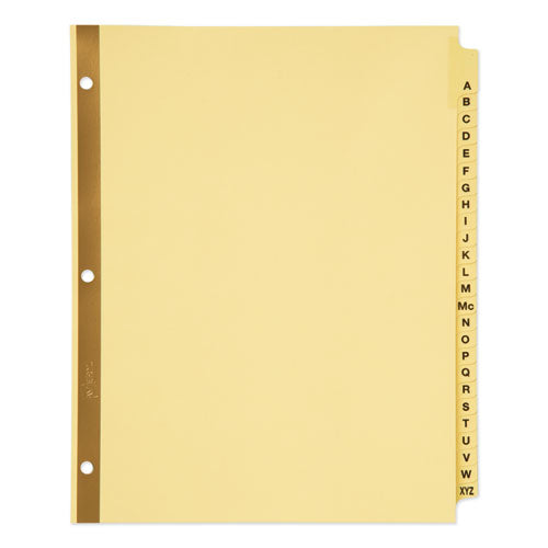 Preprinted Laminated Tab Dividers with Gold Reinforced Binding Edge, 25-Tab, A to Z, 11 x 8.5, Buff, 1 Set-(AVE11306)