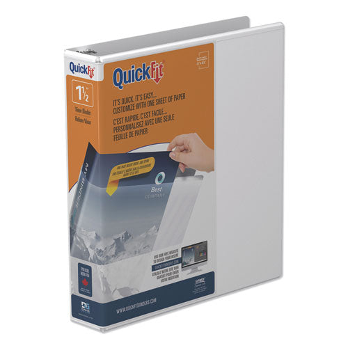 QuickFit Round-Ring View Binder, 3 Rings, 1.5" Capacity, 11 x 8.5, White-(STW88020)