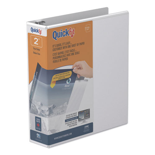 QuickFit D-Ring View Binder, 3 Rings, 2" Capacity, 11 x 8.5, White-(STW87030)