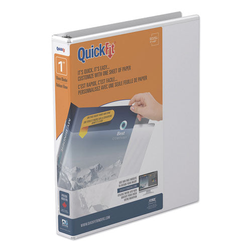 QuickFit D-Ring View Binder, 3 Rings, 1" Capacity, 11 x 8.5, White-(STW87010)