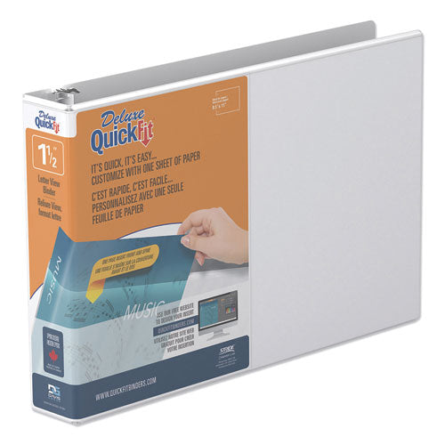 QuickFit Landscape Spreadsheet Round Ring View Binder, 3 Rings, 1.5" Capacity, 11 x 8.5, White-(STW97120)