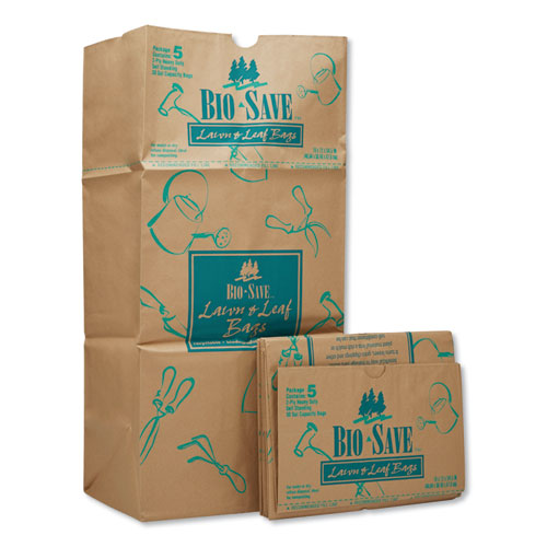 Lawn and Leaf Bags, 30 gal, 16" x 35", Kraft, 50 Bags-(BAGRBR30105BO)