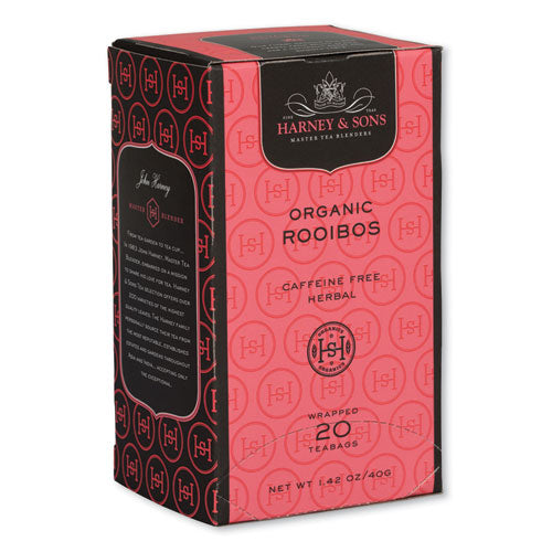 Premium Tea, Organic Rooibos Herbal Tea, Individually Wrapped Tea Bags, 20/Box-(HEYHSF30081)