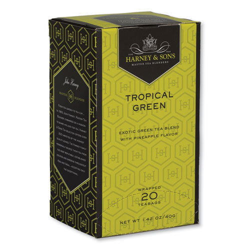 Premium Tea, Tropical Green Tea, Individually Wrapped Tea Bags, 20/Box-(HEYHSF30640)