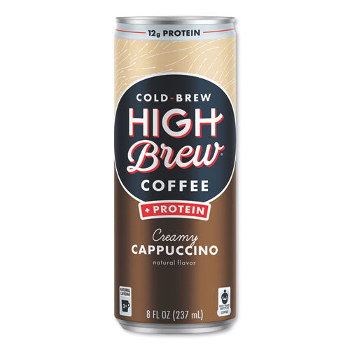 Cold Brew Coffee + Protein, Creamy Cappuccino, 8 oz Can, 12/Pack-(HIH00560)