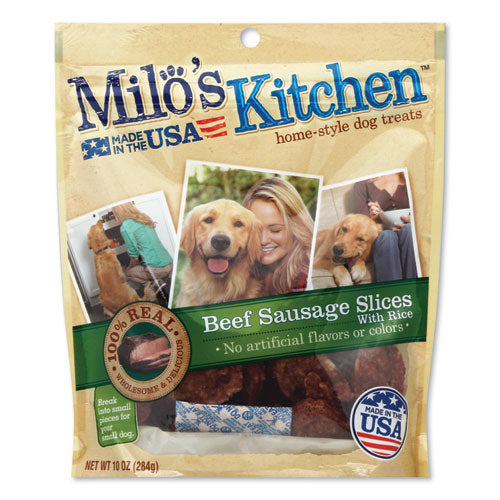 Homestyle Dog Treats, Beef Sausage Slices with Rice, 10 oz Pouch, 5 Pouches/Carton-(SMU52775CS)