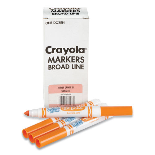 Broad Line Washable Markers, Broad Bullet Tip, Orange, 12/Box-(CYO587800036)