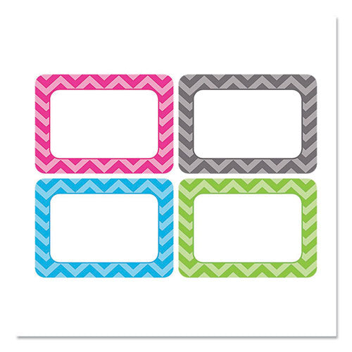 All Grade Self-Adhesive Name Tags, 3.5 x 2.5, Chevron Border Design, Assorted Colors, 36/Pack-(TCR5526)