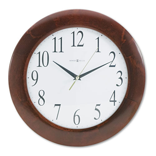 Corporate Wall Clock, 12.75" Overall Diameter, Cherry Case, 1 AA (sold separately)-(MIL625214)