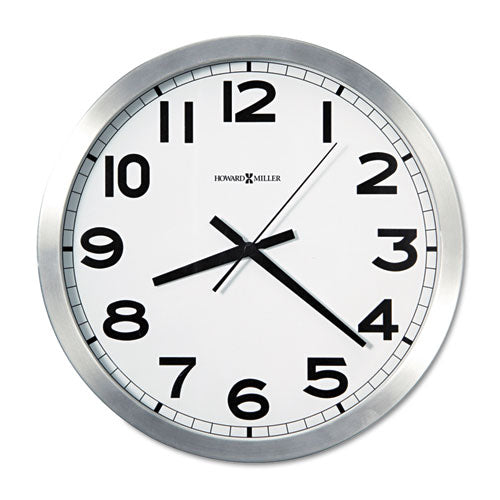 Spokane Wall Clock, 15.75" Overall Diameter, Silver Case, 1 AA (sold separately)-(MIL625450)