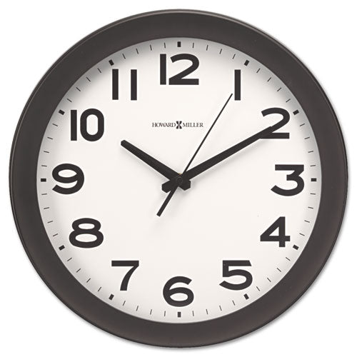 Kenwick Wall Clock, 13.5" Overall Diameter, Black Case, 1 AA (sold separately)-(MIL625485)
