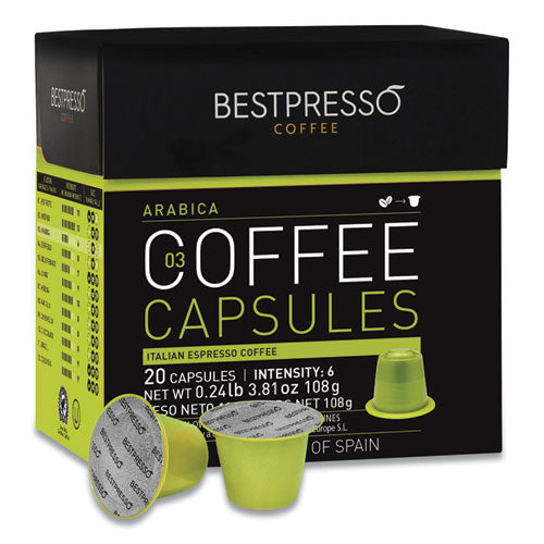 Nespresso Arabica Italian Espresso Pods, Intensity: 8, 20/Box-(BPSBST10417)