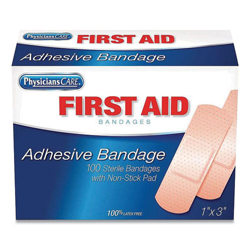 Adhesive Plastic Bandages, 1 x 3, 100/Box-(FAO90097)