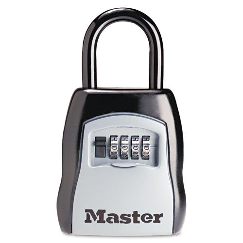 Locking Combination 5 Key Steel Box, 3.25" Wide, Black/Silver-(MLK5400D)