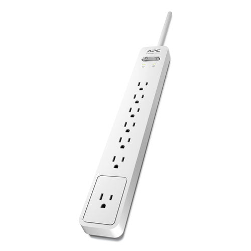 Essential SurgeArrest Surge Protector, 7 AC Outlets, 6 ft Cord, 1,440 J, White/Gray-(APWPE76WG)