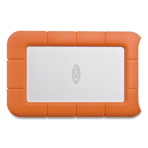 Rugged Portable External Hard Drive, 2 TB, USB-C, Orange/Silver-(CIESTFR2000800)