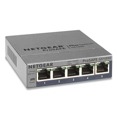 ProSAFE Smart Managed Plus Gigabit Ethernet Switch, 10 Gbps Bandwidth, 128 KB Buffer, 5 Ports-(NGRGS105E200NAS)