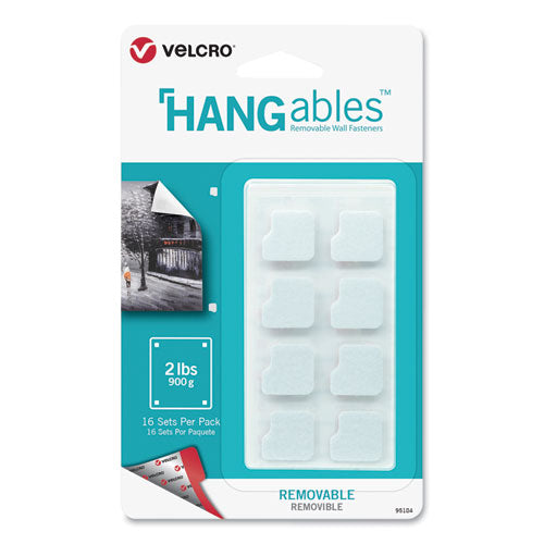 HANGables Removable Wall Fasteners, 0.75" x 0.75", White, 16/Pack-(VEK95184)