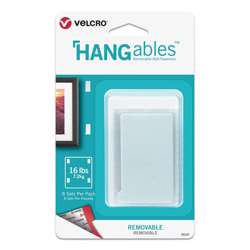 HANGables Removable Wall Fasteners, 1.75" x 3", White, 8/Pack-(VEK95187)