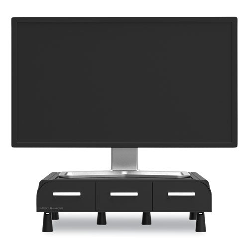 Perch Monitor Stand and Desk Organizer, 13.46" x 12.87" x 2.72", Black/Silver-(EMSMONSTA3DBLK)