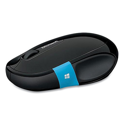 Sculpt Comfort Bluetooth Optical Mouse, 33 ft Wireless Range, Right Hand Use, Black/Blue-(MSFH3S00003)