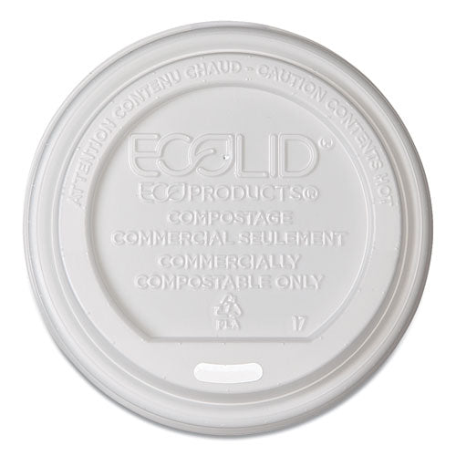 EcoLid Renewable/Compostable Hot Cup Lids, PLA, Fits 8 oz Hot Cups, 50/Packs, 16 Packs/Carton-(ECOEPECOLID8)