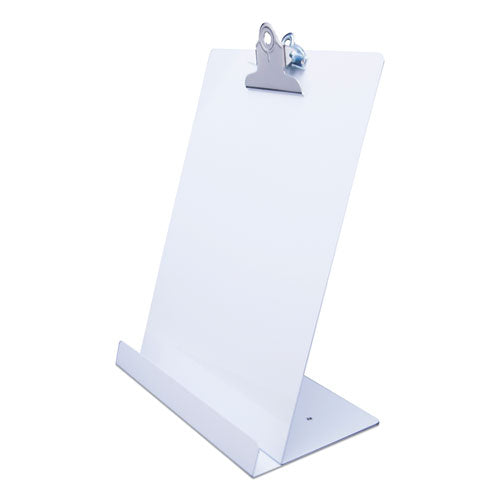 Free Standing Clipboard and Tablet Stand, 1" Clip Capacity, Letter Size: Holds 8.5 x 11 Sheets, White-(SAU22522)