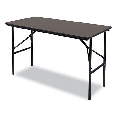 OfficeWorks Classic Wood-Laminate Folding Table, Straight Legs, Rectangular, 48w x 24d x 29h, Walnut-(ICE55304)