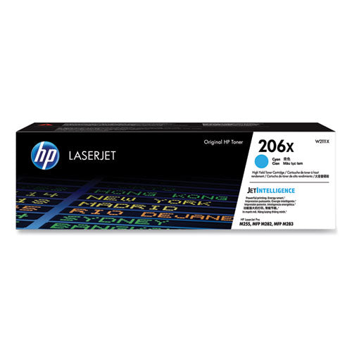 HP 206X, (W2111X) High-Yield Cyan Original LaserJet Toner Cartridge-(HEWW2111X)