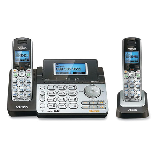DS6151-2 Two-Handset Two-Line Cordless Phone with Answering System, Black/Silver-(VTE80088300)