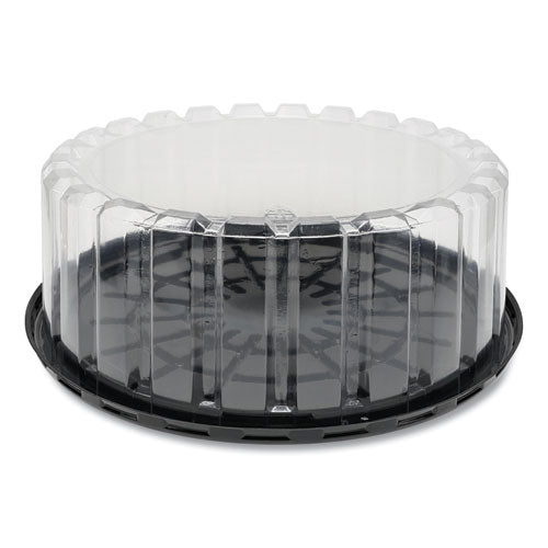 Plastic Cake Container, Shallow 9" Cake Container, 9" Diameter x 3.38"h, Clear/Black, 90/Carton-(PCTYEH89902)