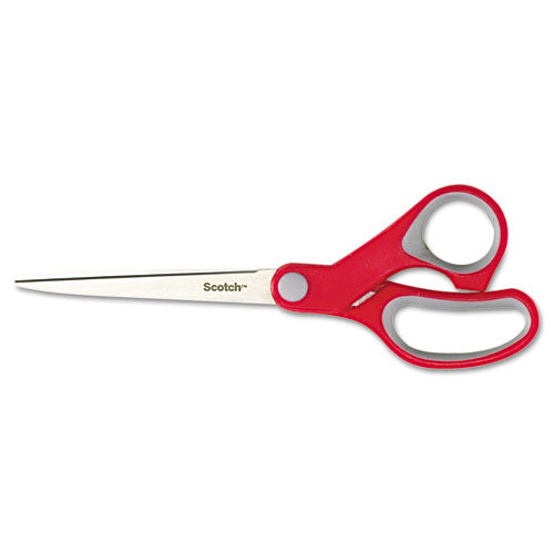 Multi-Purpose Scissors, Pointed Tip, 7" Long, 3.38" Cut Length, Gray/Red Straight Handle-(MMM1427)