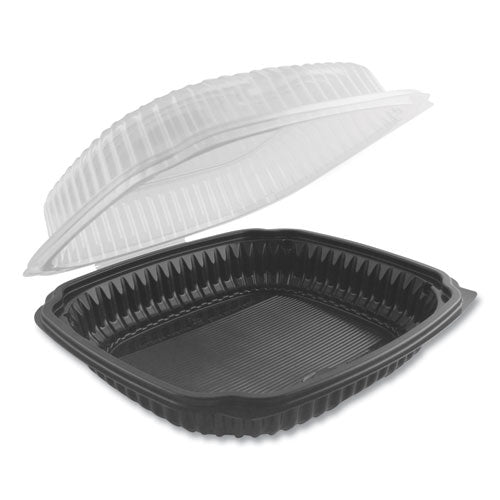 Culinary Lites Microwavable Container, 47.5 oz, 10.56 x 9.98 x 3.18, Clear/Black, Plastic, 100/Carton-(ANZ4699610)