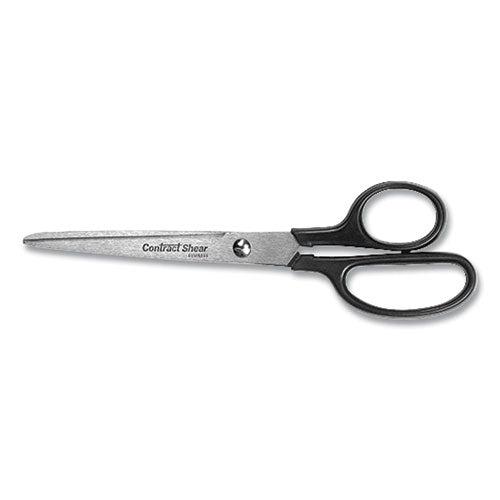 Contract Stainless Steel Standard Scissors, 7" Long, 3.13" Cut Length, Black Straight Handle-(WTC10571)