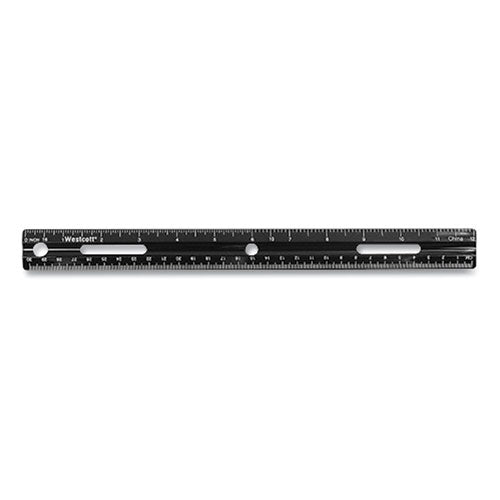 KleenEarth Recycled Ruler, Standard/Metric, 12" Long, Plastic, Black-(WTC41015)