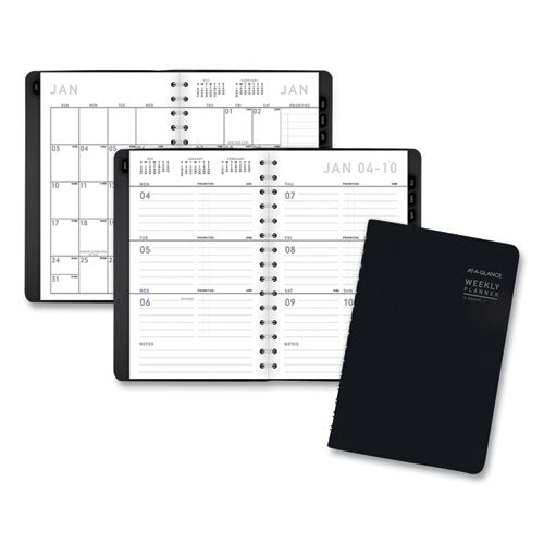 Contemporary Weekly/Monthly Planner, Open-Block Format, 8.5 x 5.5, Black Cover, 12-Month (Jan to Dec): 2022-(AAG70100X05)
