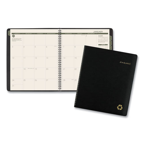 Recycled Monthly Planner, 11 x 9, Black Cover, 13-Month (Jan to Jan): 2023 to 2024-(AAG70260G05)