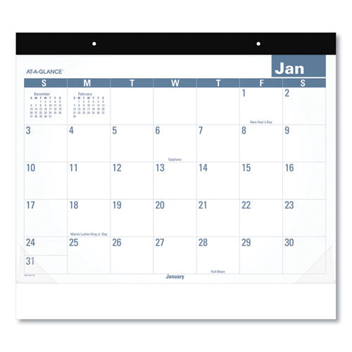 Easy-to-Read Monthly Desk Pad, 22 x 17, White/Blue Sheets, Black Binding, Clear Corners, 12-Month (Jan to Dec): 2023-(AAGSKLP2432)