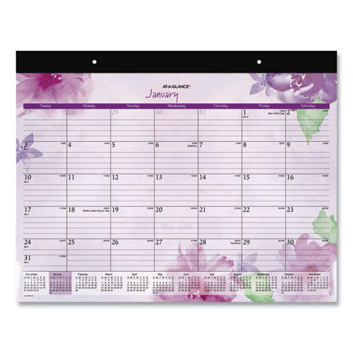 Beautiful Day Desk Pad Calendar, Floral Artwork, 21.75 x 17, Assorted Color Sheets, Black Binding, 12-Month (Jan-Dec): 2023-(AAGSK38704)