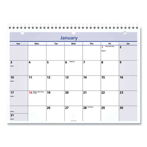 QuickNotes Desk/Wall Calendar, 3-Hole Punched, 11 x 8, White/Blue/Yellow Sheets, 12-Month (Jan to Dec): 2023-(AAGPM5028)