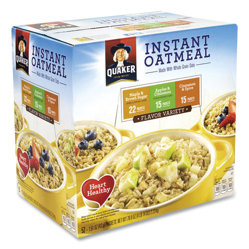 Instant Oatmeal, Assorted Varieties, 1.51 oz Envelope, 52/Carton, Ships in 1-3 Business Days-(GRR22000482)