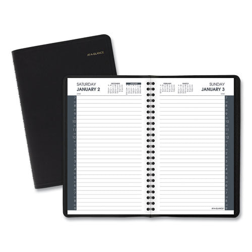 Daily Appointment Book with 30-Minute Appointments, 8 x 5, Black Cover, 12-Month (Jan to Dec): 2023-(AAG7020705)