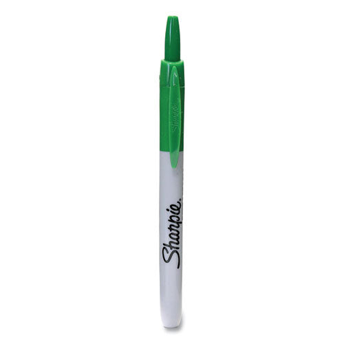 Fine Tip Permanent Marker, Fine Bullet Tip, Green, Dozen-(SAN36704DZ)