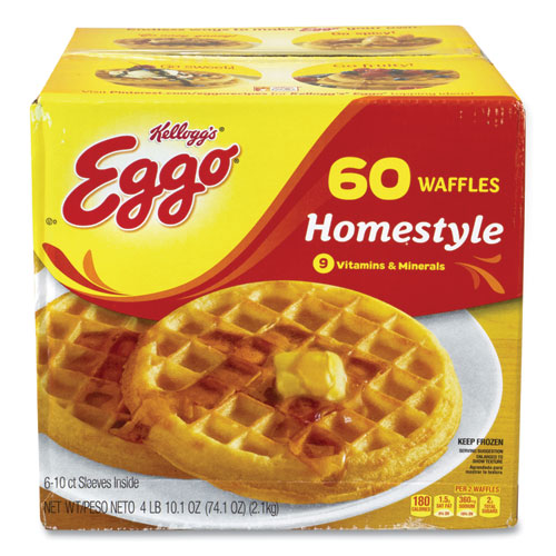 Eggo Homestyle Waffles, 74.1 oz Box, 10 Waffles/Sleeve, 6 Sleeves/Box, Ships in 1-3 Business Days-(GRR90300016)