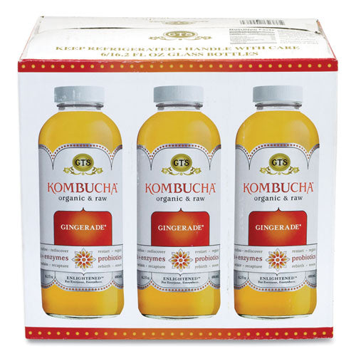 Organic Raw Kombucha Gingerade, 16.2 oz Bottle, 6/Pack, Ships in 1-3 Business Days-(GRR90200098)