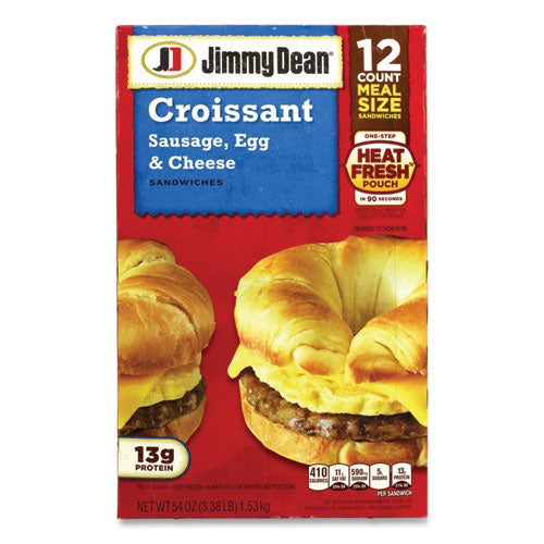 Croissant Breakfast Sandwich, Sausage, Egg and Cheese, 54 oz, 12/Box, Ships in 1-3 Business Days-(GRR90300036)